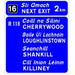 Typical 2km next exit sign