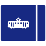 Tram lane on left