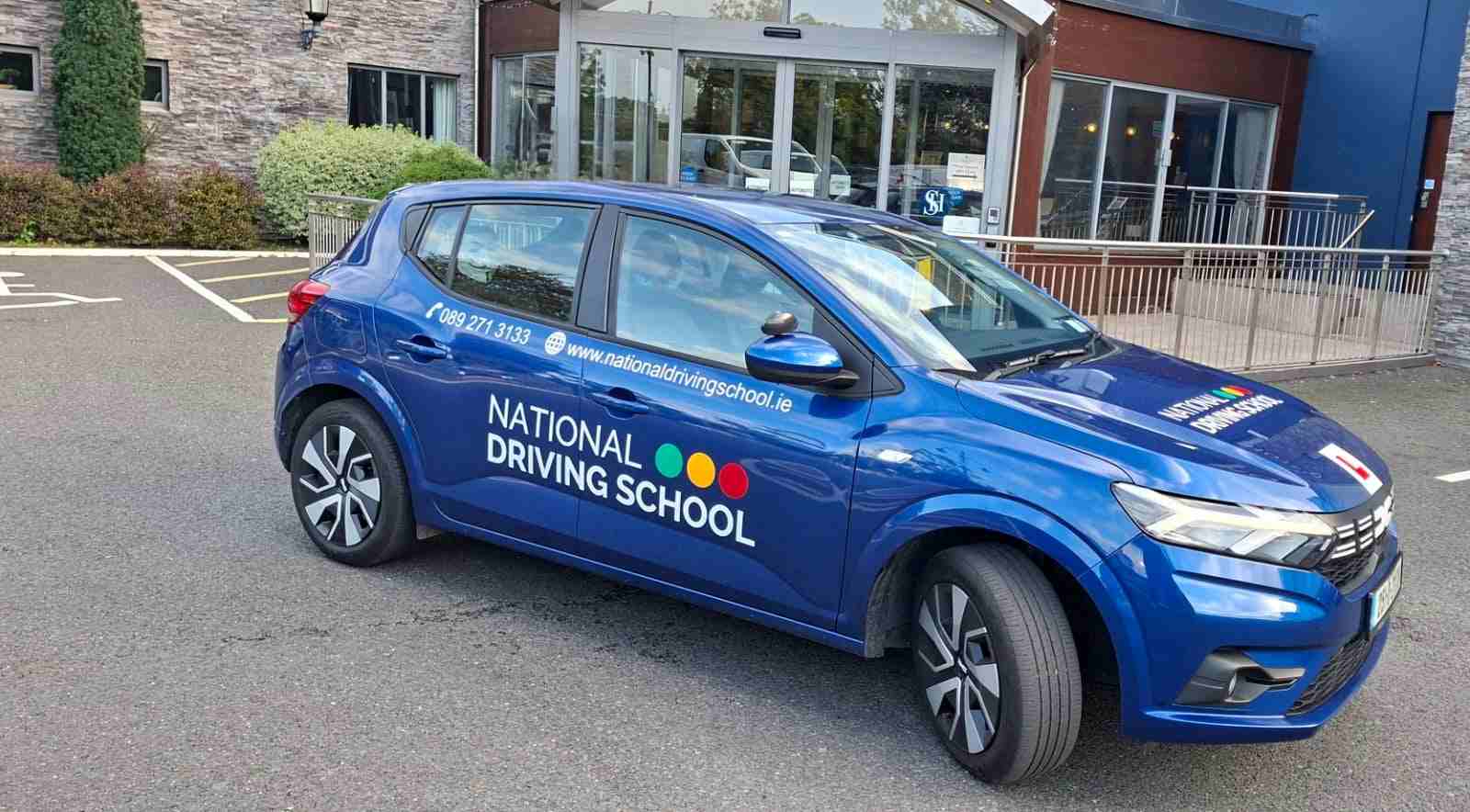 National Driving School car outside Leixlip Driving Test Centre at Springfield Hotel